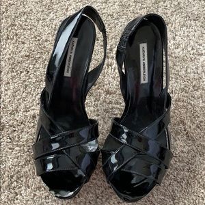 Kathryn Amberleigh  lack strappy heels